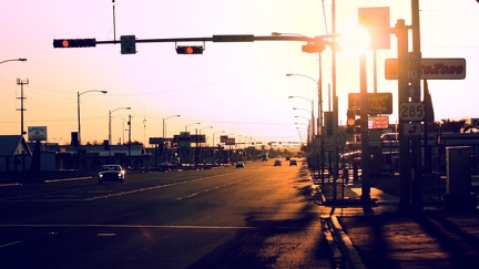 Sunset-Street-Traffic-Light-Car